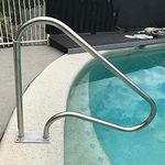 Pool Rail Pool Railing Handrail 304 Stainless Steel Pool Handrail Swimming Pool Hand Rail Step Handrail Stair Grab Rail,with 4ft Blue Grip Cover,Complete Mounting Accessories