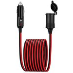 SOSPIRO Car Cigarette Lighter Extension Cable 13ft/4m DC12V 24V 16AWG Lighter Extension Cord 20A Fuse, Male Plug to Femal Socket Extension Lead with LED Lights for Camping Tire Inflator Air Compressor