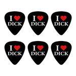 I Love Dick Heart Novelty Guitar Picks Medium Gauge - Set of 6