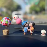 mCare Cute Cartoon Couples Car Decoration for Dashboard, Boy Girl Cute Ornament with Dog and Balloons