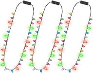 3PCS Christmas Accessories, Light Up Christmas Necklace with 3 Flash Modes, Colorful Xmas Lighting Decorations for Christmas Party Favors Festival Party Supplies Ugly Sweater Decor