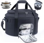 Double-Layer Slow Cooker Carrying Bag for 6-8 Quart CrockPot and Hamlton Beach Slow Cooker, Travel Bag with Lid Fastener for Crock-pot, Portable Carrier Case Slow Cooker Bag with See-thought Window