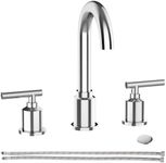 Bathroom Faucet, Chrome Widespread Bathroom Sink Faucet, 8 Inch Bathroom Faucet for Sink 3 Hole with Stainless Steel Pop-up Drain, Modern and Beautiful for Your Bathroom(Chrome)