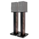 BQKOZFIN 31.5 inch(80cm) Wood Speaker Stands, 1 Pair, Stands for Home-Cinema HiFi Bookshelf Box and Satellite Speakers Wood Grain Enhanced Audio Listening Experience for Home Theaters