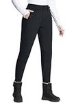 BALEAF Women's Fleece Lined Snow Ski Pants Waterproof Insulated Windproof Slim Thermal Winter Pants Hiking Snowboard Black M