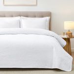 Hansleep White Quilt Queen Size - Ornate Pattern Ultrasonic All Season Bedspread Queen, Soft Lightweight Coverlet Bedding Set, 3 Pieces (1 Quilt, 2 Pillow Shams)