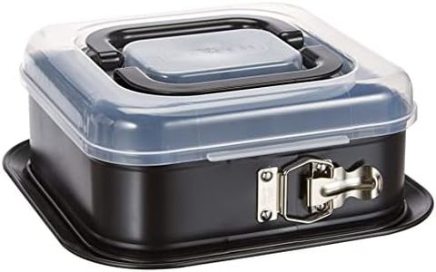 Original Kaiser Inspiration Springform Cake Tin Square 24 x 24 cm, Rectangular Baking Tin with Lid, Tiramisu Form Non-Stick Coating, Folding Handle, Square Cake Tin, Black, 27.5 x 27.5 x 11 cm