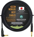 10 Foot - Mogami 2524 - Guitar Bass Instrument Cable - Straight to Angled 1/4 Inch Neutrik Gold Plated Connectors