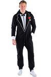 Tipsy Elves Men's Bachelor Party Tuexdo Onesie Costume - Men's Tuxedo Jumpsuit Bachelor Party Outfit (Large)