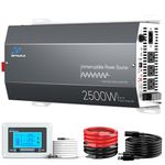 2500W Sump Pump Battery Backup System, Pure Sine Wave Power Inverter with Charger, Backup System for Power Outage, LCD Screen Remote Controller, Automatic Switching for Grid and Battery