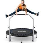 BCAN 48" Foldable Mini Trampoline for Adults Max Load 440lbs, Fitness Rebounder with Adjustable Foam Handlebar, Exercise Trampoline for Adults Indoor/Outdoor Workout