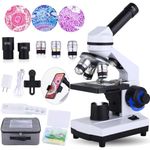 Herwicm Microscope for adults40-2000XCompound Microscope，Dual LED Illumination for School Home Lab Educational Gift Child Student Beginner Microscope