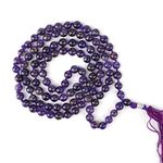 Reiki Crystal Products Natural Amethyst Mala Necklace 6 mm Crystal Gem Stone 108 Bead Jaap Mala for Men and Women