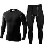 WINDCHASER Men's Thermal Underwear Set Long Sleeve Tops Long Johns Base Layer Bottom Seamless Quick Drying for Cycling, Hiking, Skiing Black