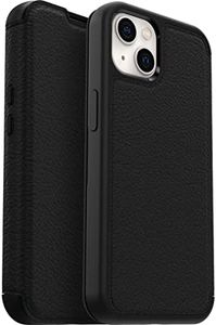 OtterBox Strada Case for iPhone 13, Shockproof, Drop proof, Premium Leather Protective Folio with Two Card Holders, 3X Tested to Military Standard, Black