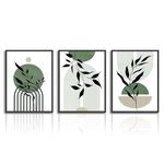 NymphFable Sage Green Boho Wall Decor Poster Modern Minimalist Abstract Geometric Wall Poster for Bedroom Living Room 12x16 in Unframed Set of 3