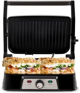 NETTA Panini Maker & Health Grill - Sandwich Toaster, Panini Press - 2 Slice Non-Stick Grill Plates – Built-In Fat Tray - 1500W - Stainless Steel – Easy to Clean
