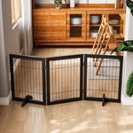 Mino Kesper Wire Dog Gate Indoor Dog Gates for Doorways Stairs 24-Inch Tall Freestanding Pet Gates for Dogs Puppy Fence (3 Panel, Black)