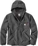 Carhartt Men's Relaxed Fit Washed Duck Sherpa-Lined Jacket Work Utility Outerwear, Gravel, L