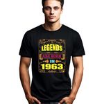 Seek Buy Love Vintage 1963 Birthday T-Shirt, Retro Legends are Born in 1963 Tee, Classic Birthday Gift for Him or Her, Unisex Adult Clothing (XL, Black)