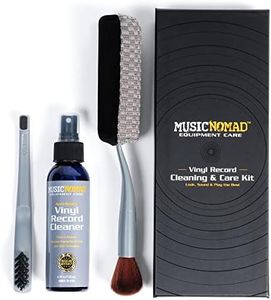 MusicNomad Next Level Vinyl Record Cleaning & Care Kit - 6 'n 1 Includes Large 120ml Cleaner Solution, Clean/Dry/Dust Brush, Stylus Cleaner Brush, Premium Pad Cleaner & Storage Box (MN890)
