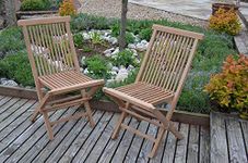 Field & Hawken - Oxford Folding Teak Garden Chairs, Pack of 2, Solid Teak, Assembled