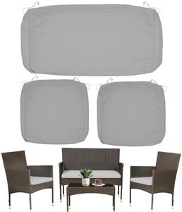 Sqodok Patio Cushion Covers 3 Packs Outdoor Seat Cushions Replacement Covers Fit for 4 Pieces Wicker Rattan Furniture Patio Conversation Set Loveseat Chair (38x19x2,19x19x2, Grey)