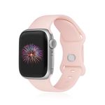 GINNARY Sport Bands Compatible with Apple Watch Band 38mm/40mm/41mm/42mm/44mm/45mm/49mm Women Men,Soft Silicone Strap Compatible with iWatch Ultra2/Ultra Series9/8/7/6/5/4/3/2/1/SE Pink Sand