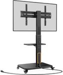 Perlegear Mobile TV Stand with Power Outlet, Tilt & Swivel Rolling TV Cart for 32 to 65 70 75 inch TVs up to 110 lbs, Height Adjustable Rolling TV Stand with Wheels, Max VESA 600x400mm, PGTVMC17