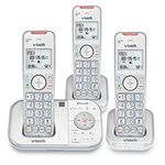 VTech VS112-3W Cordless 3-Handset DECT 6.0 Telephone Bundle with ITAD, White/Silver