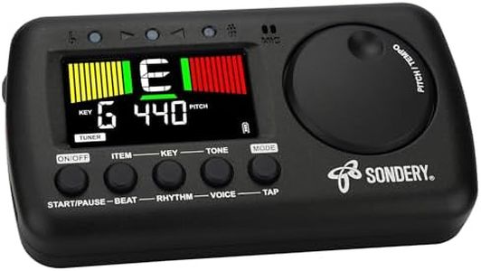 Sondery Digital Metronome Tuner 3 in 1, English Vocal Counting Metronome with Tap Tempo Chromatic Tuner Tone Generator Rechargeable Suitable for All Instruments