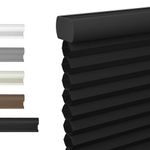 Boolegon Blackout Cellular Shades Cordless Pull Down Color-Match 1.8 Inches Cellular Blinds Thermal Insulated Honeycomb Blinds for Windows Home Office, Blackout-Black, Custom Size