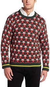Alex Stevens Men's 8 Bit Santa Holiday Sweater,Long Sleeve, Green Beret, Small