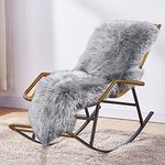 Large Fluffy Grey Rugs For living Room (170x55cm), MYLUNE HOME Genuine Sheepskin Rug Carpet Ultra Soft Plush Chair Cover Cushion For Living Room, Sofa, Chair, Settee