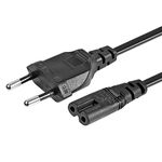 EU 2- Slot Power Cable Euro Plug to IEC320 C7 Figure 8 Non-Polarized 2 Prong European Power Cord for TV, PS3, PS4, Computers, Printers (6FT)