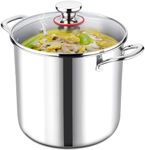 LIANYU 12 QT Stock Pot with Lid, 12 Quart Deep Tall Large Soup Pot for Cooking, Stainless Steel Tri-Ply Heavy Duty Large Stockpot, Nonstick Induction Stockpot with Measuring Mark&Glass Lid