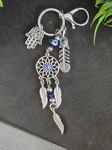 DT DECTONE Lucky Hamsa Hand Keychain Nazar Battu, Evil Eye Keychain with beautiful desinged leaves in keychain For Car keys and Home keys, Fengshui For Positive Energy