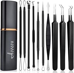 pimple popper tool- Aooeou 10 Pcs Professional Pimple Comedone Extractor Tool Acne Removal Kit -Treatment for Pimples, Blackheads, Blemish, Zit Removing, Forehead and Nose