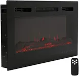 Sunnydaze Modern Flame 32-Inch Indoor Electric Fireplace - Wall-Mounted/Recessed Installation - 9 Flame Colors - Black