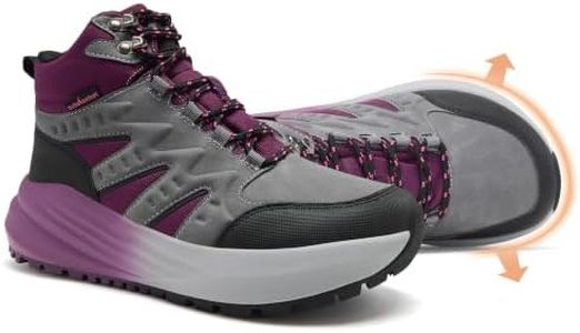 Women's Orthopedic Waterproof Hiking Boots: Comfort Plantar Fasciitis Orthotic Hammer Toes Arch Support Tennis Shoes, Non Slip Driving Warm Ankle Boots Grey Rose Purple Size 10