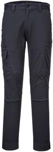 Portwest T801 Mens KX3 Lightweight Slim Fit Stretch Cargo Work Pants Metal Grey, 46