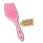 ZEYU Detangler Hairbrush with Removable Cleaning Brush – Flexible Bristles for Smooth & Tangle-Free Hair, Ergonomic Handle, Ideal for Wet & Dry Hair, Suitable for All Hair Types (Pink)