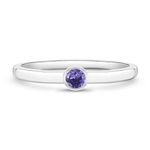 925 Sterling Silver Purple Simulated Amethyst Birthstone Cubic Zirconia Bezel Ring For Little Girls Size 4 - Gorgeous Girl Rings For Everyday Wear - February Birthday Jewelry Gift