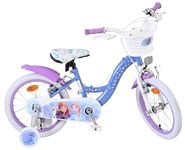 Volare Disney Frozen II Kids Blue Bike | Ages 4-6 | 16 Inch Wheel | 2 Handbrakes (Front & Back), Removable Stabilisers & Pedal Reflectors | Adjustable Height | Handlebar Basket | Gift for Girls