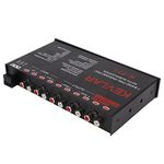 Car Audio Equalizer, Low Pass 7 Band Car Graphic Equalizer High Level Input EQ with CD AUX Input and Rear Front SUB Output for Stereo System