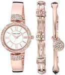 Anne Klein Women's Premium Crystal Accented Watch and Bracelet Set, Rose Gold