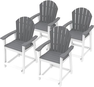 OTSUN Outdoor Tall Adirondack Chairs Set of 4, Patio Bar Stool Chair with High Back, 400lbs, Widened Arms, All-Weather Balcony Chair for Backyard, Garden, Yard - Light Grey