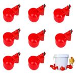 8 Pcs Poultry Farm Equipment, Poultry Water Cup, Chicken Feeder and Drinker Chicken Feeder Cup Poultry Farm Equipment Chicken Drinking Cup on Barrel Chicken Feeder and Drinker Auto Refill Water
