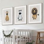 Tigercub Prints Safari Animal Nursery Prints | A4 Set of 3 | Printed on 400gsm Professional Quality Paper | Designed and Printed in UK | Nursery Decor | Baby and Kids Wall Art | Bedroom Decoration