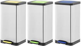 Amazon Basics Dustbin Set of 3 - Yellow, Blue, Green, 3x15 L